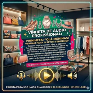 Vinheta Comercial Profissional em Audio - loja de roupas - setor feminino
