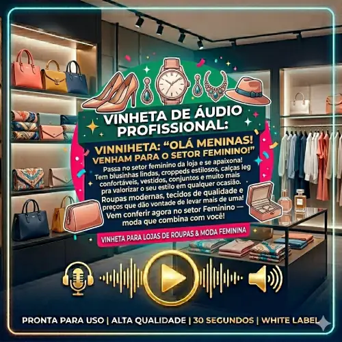 Vinheta Comercial Profissional em Audio - loja de roupas - setor feminino