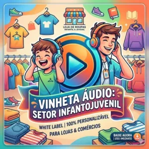 Vinheta comercial profissional em audio promovendo setor infantojuvenil da loja de roupas
