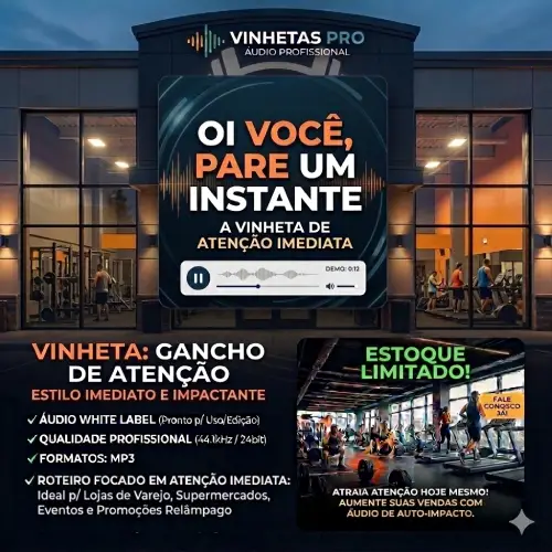 Amostra - Vinheta Comercial Profissional em Audio - Oi Voce Ai - Academia