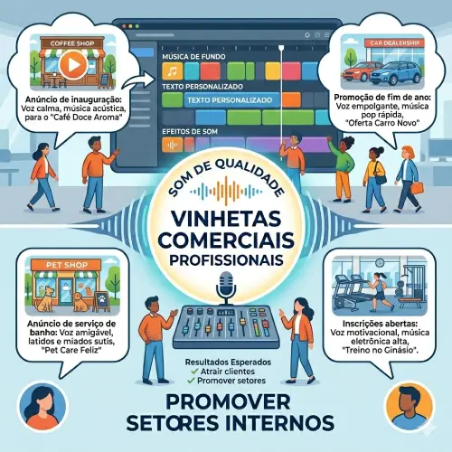 Vinhetas comerciais em audio para lojas e comercios